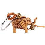 Braune Elefanten-Schlüsselanhänger aus Holz für Damen 