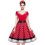 Rote Gepunktete Pin Up Audrey Hepburn Partykleider aus Baumwolle für Damen Größe L zum Abschlussball 