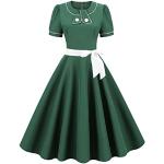 Grüne Elegante Kurzärmelige Midi Rundhals-Ausschnitt Kurze Abendkleider mit Reißverschluss für Damen Größe 4 XL 