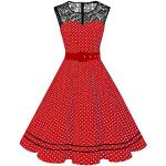 Rote Vintage Midi Rundhals-Ausschnitt Midikleider & knielange Kleider mit Reißverschluss für Damen Größe L 