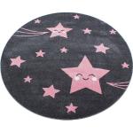 Pinke Sterne Runde Kinderteppiche 160 cm aus Kunstfaser schmutzabweisend 