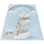 Reduzierte Blaue Kinderteppiche mit Giraffen-Motiv 160x230 