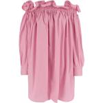 Reduzierte Pinke Elegante Langärmelige Schulterfreie Schulterfreie Kleider aus Baumwolle für Damen Größe S 