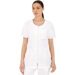Reduzierte Weiße Kurzärmelige Atmungsaktive Damenkasacks mit Reißverschluss Größe XL 