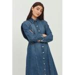 Blaue Bestickte Casual Langärmelige B.YOUNG Herbstkleider mit Knopf aus Baumwolle für Damen 