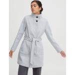 Hellgraue Unifarbene B.YOUNG Wollmäntel aus Wolle für Damen Größe XS 