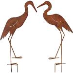 Braune 14 cm Deko-Vögel für den Garten mit Tiermotiv aus Eisen 2-teilig 