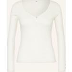 Beige Langärmelige BA&SH Henleykragen Henley-Shirts mit Knopf aus Baumwolle für Damen Größe S 