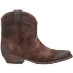 Reduzierte Dunkelbraune Bestickte BA&SH Blockabsatz Cowboy-Boots & Cowboystiefeletten aus Leder für Damen Größe 37 
