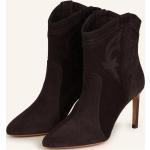 Reduzierte Dunkellilane Bestickte BA&SH High Heel Stiefeletten & High Heel Boots aus Veloursleder für Damen Größe 40 