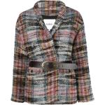 Reduzierte Rosa Karo BA&SH Tweed-Mäntel mit Gürtel aus Polyamid für Damen für den für den Herbst 