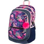 Baagl Schulrucksack für Mädchen, Kinderrucksack mit ergonomisch geformter Rücken, Brustgurt und reflektierende Elemente (Flamingo)
