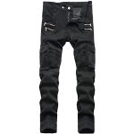 Schwarze Atmungsaktive Ripped Jeans & Zerrissene Jeans mit Reißverschluss aus Denim für Herren für den für den Sommer 