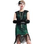 Grüne Langärmelige Babeyond Maxi Abiballkleider & Abschlussballkleider mit Pailletten mit Reißverschluss maschinenwaschbar für Damen Größe L für Partys 