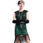 Reduzierte Grüne Langärmelige Babeyond Maxi Abiballkleider & Abschlussballkleider mit Pailletten mit Reißverschluss maschinenwaschbar für Damen Größe L für Partys 