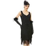 BABEYOND Damen Kleid voller Pailletten 20er Stil Runder Ausschnitt Inspiriert von Great Gatsby Kostüm Kleid (L (Fits 76-86 cm Waist & 94-104 cm Hips), Schwarz)