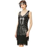 Schwarze Babeyond Midi V-Ausschnitt Charleston-Kostüme & 20er Jahre Kostüme mit Pailletten für Damen Größe M 