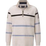 Beige Bestickte Maritime Herrensweatshirts mit Reißverschluss aus Baumwolle Größe XXL 