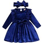 Royalblaue Blumenmuster Elegante Langärmelige Kinderspitzenkleider aus Spitze für Babys für den für den Herbst 