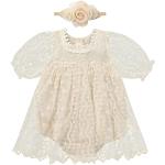 Aprikose Bestickte Vintage Kurzärmelige Kinderspitzenkleider aus Tüll für Babys für den für den Herbst 