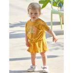 Senfgelbe Kurzärmelige Vertbaudet Kinderkleider aus Jersey für Babys Größe 62 für den für den Sommer 