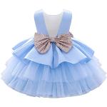 Reduzierte Blaue Elegante Ärmellose Kinderfestkleider mit Pailletten mit Reißverschluss aus Tüll für Babys 