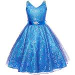 Blaue Elegante Kinderfestkleider aus Tüll für Mädchen 