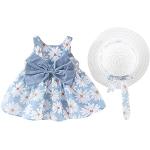 Blaue Blumenmuster Elegante Ärmellose Kinderfestkleider für Babys für den für den Sommer 
