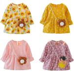 Rosa Blumenmuster Langärmelige Midi Kinderkleider A-Linie Handwäsche für den für den Sommer 
