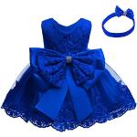 Royalblaue Bestickte Ärmellose Kinderfestkleider mit Reißverschluss aus Tüll für Mädchen für den für den Frühling 