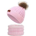 Rosa Unifarbene Mütze Schal Handschuh Sets für Kinder aus Pelz Handwäsche für Jungen für den für den Frühling 