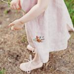 Rosa Bestickte Vintage Kinderfestkleider aus Leinen für Mädchen 