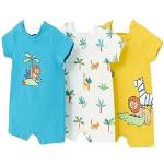 Baby-Strampler, 3-teiliges Set, kurzärmelig, 100 % Baumwolle, Baby-Body, Geschenkkleidung, Sommer-Pyjama für Babys von 1 Monat bis 18 Monaten, Nebel, 86