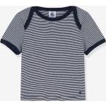 Blaue Gestreifte Kurzärmelige Petit Bateau Bio U-Boot-Ausschnitt Kinder T-Shirts aus Baumwolle Größe 62 