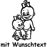 Babyaufkleber Autoaufkleber für Geschwister mit Wunschtext - Motiv G5-MM (16 cm)