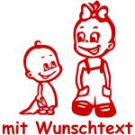 Babyaufkleber Autoaufkleber für Geschwister mit Wunschtext - Motiv Z38-JM (16 cm)