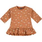 Reduzierte Orange Blumenmuster Babyface Rundhals-Ausschnitt Kinderkleider mit Volants aus Baumwolle Größe 62 