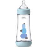 Hellblaue Chicco Fast Flow Bio Babyflaschen 300ml aus Silikon 