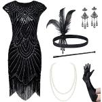 Reduzierte Schwarze Babeyond V-Ausschnitt Charleston-Kostüme & 20er Jahre Kostüme mit Fransen für Damen Größe XS 