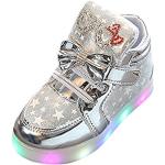 Bestickte LED Schuhe & Blink Schuhe mit Riemchen aus Leder Gefüttert für Kinder Größe 25 für den für den Sommer 