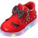 Rote Elegante LED Schuhe & Blink Schuhe mit Reißverschluss aus Veloursleder rutschfest für Kinder Größe 24 für den für den Sommer 