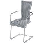 Silberne Geflochtene Moderne Bacher Freischwinger Stühle matt aus Chrom mit Armlehne 
