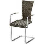 Silberne Geflochtene Moderne Bacher Freischwinger Stühle matt aus Chrom mit Armlehne 