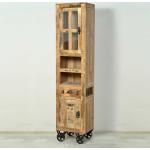 Braune Industrial Möbel Exclusive Bad Hängeschränke lackiert aus Massivholz mit Rollen Breite 0-50cm, Höhe 150-200cm, Tiefe 0-50cm 