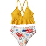 Gelbe Blumenmuster Bikini-Tops für Kinder aus Polyester für Mädchen 2-teilig für den für den Sommer 