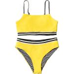 Gelbe Gestreifte Bikini-Tops für Kinder aus Polyester für Mädchen 2-teilig für den für den Sommer 
