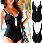 Schwarze Sexy V-Ausschnitt Push-Up Badeanzüge aus Polyester für Damen Größe 5 XL 1-teilig für den für den Sommer 