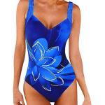 Blaue Unifarbene Sexy Push-Up Badeanzüge mit Cutwork in 85D mit Bügel für Damen Größe L 1-teilig für den für den Sommer 