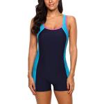 Blaue Sexy V-Ausschnitt Damenschwimmanzüge & Damensportbadeanzüge aus Polyester mit Racerback Größe XL Große Größen für den für den Sommer 