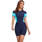 Marineblaue Sportliche Damenschwimmanzüge & Damensportbadeanzüge mit Reißverschluss aus Neopren Größe XL 1-teilig 